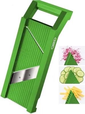 Image de Coupe-fromage polyvalent avec accessoire de levage en plastique, vert, lame en acier inoxydable, 11 cm x 30 cm x 6 cm