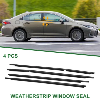 Image de Joint D'Étanchéité De Fenêtre, Bande De Garniture De Fenêtre, Pour Toyota, PVC, No.7572002440/7571002440/7574002420/7573002420, Noir, 4 Pièces