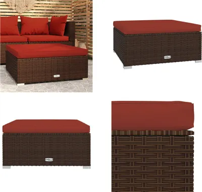 Obrázek produktu pro vidaXL Zahradní stolička s polštářem hnědá 70x70x30 cm Poly ratan - Zahradní podnožka - Zahradní podnožka - Venkovní podnožka