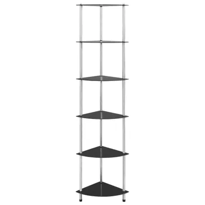 Immagine prodotto di Scaffale a 6 Livelli Nero 30x30x160 cm Vetro Temperato