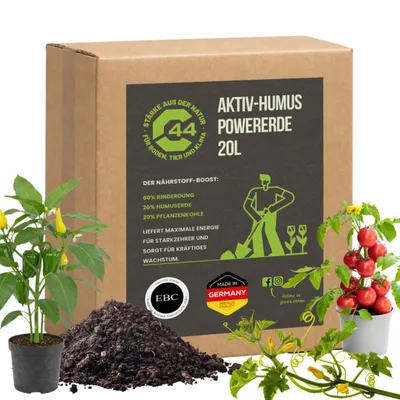 Produktbild von C44 Aktiv-Humus PowerErde | Premium -Pflanzerde mit Rinderdung – 20L