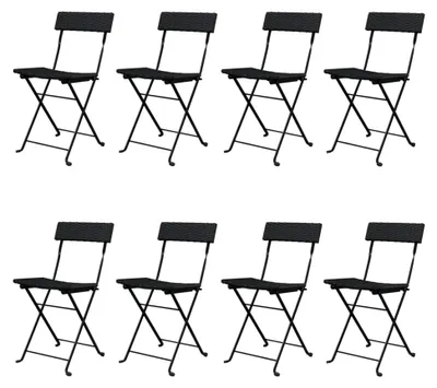 Produktbild von Klappstühle, 8 Stück, Stahl und synthetisches Rattan, Schwarz
