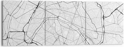 Produktbild von Bild auf Leinwand - Leinwandbild - 3 Teile - Stadt Karte Paris - 150x50cm - Wand Bild - Wanddeko - Wandbilder - Leinwanddruck - Bilder - Wanddekoration - Leinwand bilder - Wandbild - CA150x50-4868