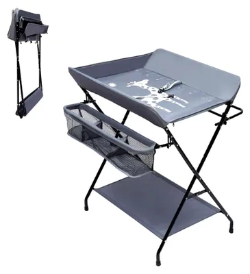 Produktbild von Baby Wickelkombi - Klappbare, Wickelkommode, mobiler Wickeltisch mit Sicherheitsgurt und Ablagefächern, Bade Wickel Kombi, Klappbarer Wickeltisch Baby