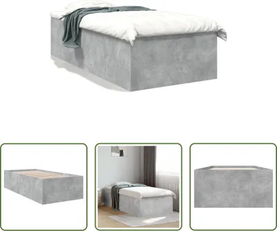 Produktbild von The Living Store Bettgestell Betongrau 90x190 cm Holzwerkstoff