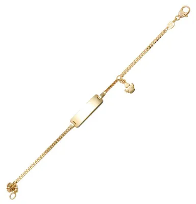Produktbild von Goldarmband für Kinder Panzerkette Schildband mit Engel 585 Gold Gelbgold 14cm