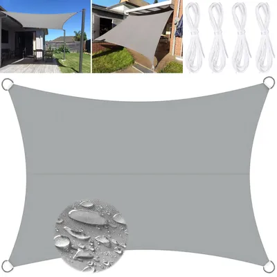 Immagine prodotto di Telo ombreggiante solare, 3 x 4 metri, impermeabile, rettangolare, per balcone e giardino