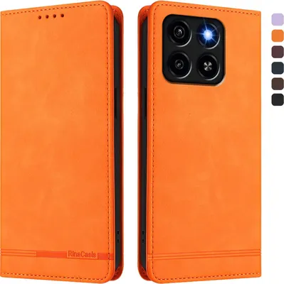 Produktbild von Hülle für ZTE Blade A35 / A55, Retro Kunstleder Ständer Klapphülle mit Kartenfächer und Magnetische Orange