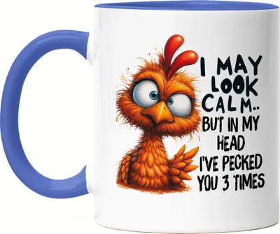 Produktbild von I May Look Calm Grumpy Vogel Tasse Blau Lustig Geschenkidee für Morgenmuffel