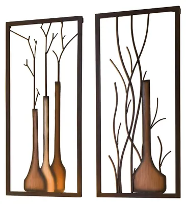 Produktbild von Gilde Wandrelief, rechteckig, Vase, Metall, braun, , , B. 40 cm, H. 80 cm 2 Stück wie abgebildet 68703