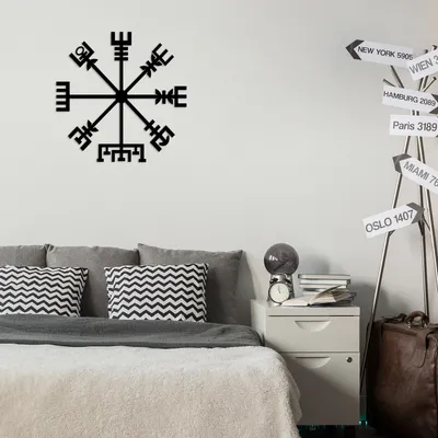 Obrázok produktu pre Wallity, Vegvisir, dekorácia na stenu, čierna, kov, 60 x 60 cm