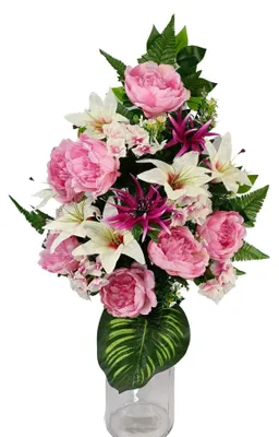 Image de Solidchoice - Fleurs artificielles, centre décoratif pour cimetières et intérieurs, dimensions : 65 x 40 cm