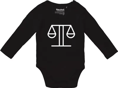 Produktbild von Huuraa Baby Body Waage Sternzeichen Symbol 68 Black  Baumwolle Fairtrade Langarmbody Geschenkidee