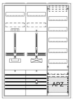 Zdjęcie produktu dla Kompletna obudowa AP3Pkt.A371Z1S1V5A2 - Wyposażona szafka licznikowa IP31 1100x800mm DA37BC