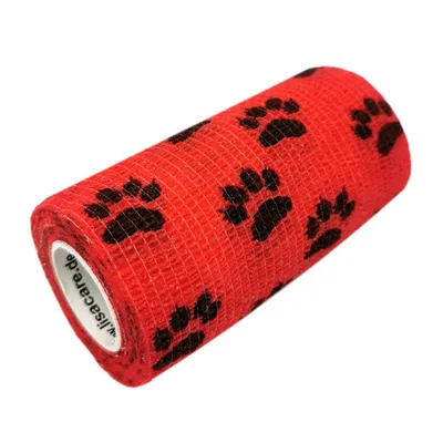 Produktbild von LisaCare kohäsive Bandage - Pfote Rot - 10cm x 4,5m