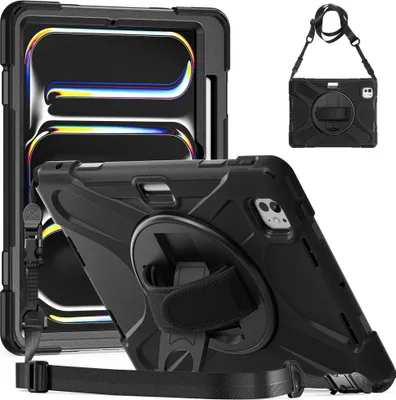 Produktbild von iPad Pro 11 (2024/2025) Hülle - Coverup Heavy Duty Case mit Schultergürtel - Schwarz