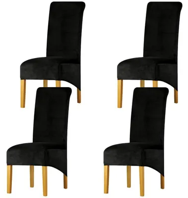 Immagine prodotto di Set di 4 coprisedie, removibili, lavabili, elasticizzati, adatti per sedie da pranzo, colore nero, taglia grande