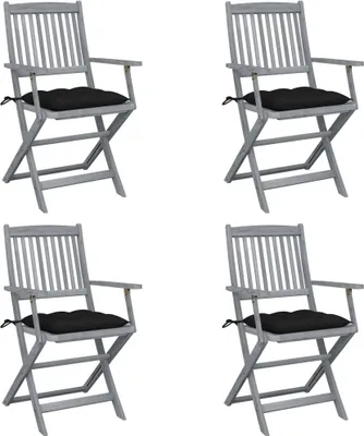 Produktbild von Möbel Klappbare Gartenstühle 4 Stk. mit Kissen Massivholz Akazie - Gartenstühle 2024