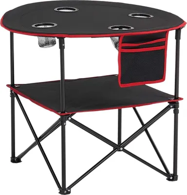 Produktbild von Klappbarer tragbarer Campingtisch Oxford Outdoor-Rundetisch mit 4 Getränkehaltern