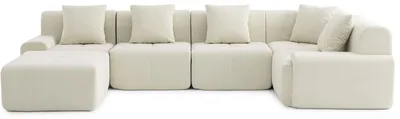 Immagine prodotto di Divano angolare modulare a 5 posti Milysofa Sofamous con chaise longue in velluto a coste beige chiaro