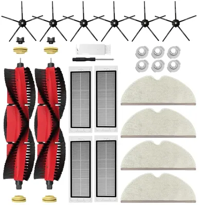 Staubsauger-Zubehörset, 2 Rollbürsten, 6 Seitenbürsten, 4 HEPA-Filter, 2 Tücher