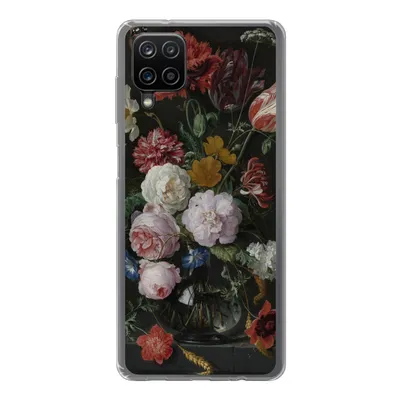 Produktbild von MuchoWow® Handyhülle Schutzhülle Hülle für Samsung Galaxy A12 Stilleben mit Blumen in einer Glasvase - Gemälde von Jan Davidsz. de Heem Silikon Softcase Handy Hülle - Bild