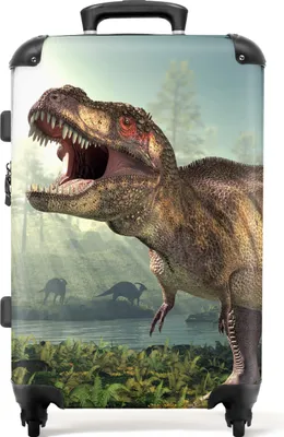 Obrázek produktu pro NoBoringSuitcases.com® Velký kufr - Dinosaurus - Příroda - Západ slunce - Dino - Kombinovaný zámek TSA - Pevná skořepina na kolečkách - 72 litrů - Cestovní kufr - 66 cmKufr střední 67x43x25 cm, 72L,