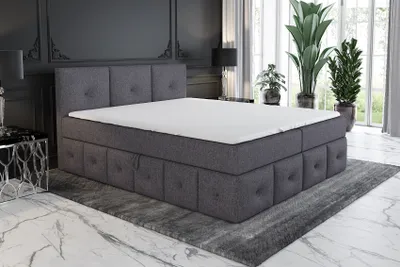 Produktbild von Boxspringbett BOLLI 120 x 200 mit 2 Bettkästen, Bonell-Matratze und Topper. Farbe: Grau