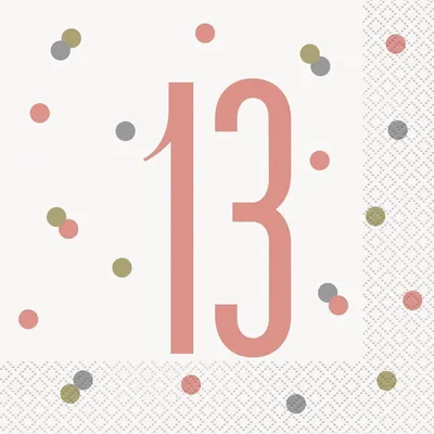 Produktbild von 16 Servietten 13. Geburtstag roségold