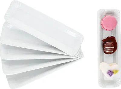 Produktbild von 6x Pur Pappteller aus Porzellan 20,2x6cm weiß Servier-Teller Wurst Pralinen