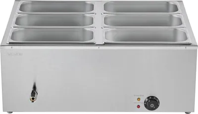 Image de Réchauffeur alimentaire commercial 6 bacs 1500 W, buffet de comptoir, bain-marie avec couvercle