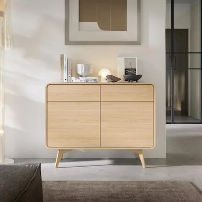 Produktbild von Sideboard Kommode ATEA 108 cm Vicenza Eiche Holzbeine Push-To-Open