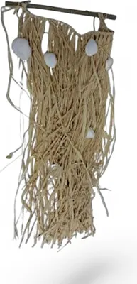 Image de Pendentif raphia avec coquillages 28 x 60 cm