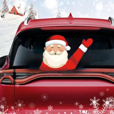 Produktbild von Weihnachtsmann Autoaufkleber – Wiederverwendbar, 27,7 x 24,9 cm – Starke Haftung & Einfache Montage - SANTAWIPER