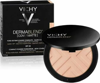 Produktbild von Vichy Dermablend Covermatte, Kompaktes Gehäuse, Puder, Sand, Mittel, Mischhaut, normale Haut, ölige Haut, Mattierend, Schutz, Glättend