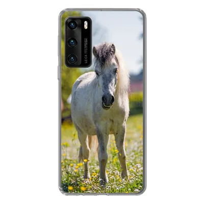 Produktbild von MuchoWow® Handyhülle Schutzhülle Hülle für Huawei P40 Pferd - Blumen - Licht Silikon Softcase Handy Hülle - Handytasche