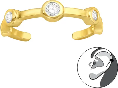 Produktbild von 925 Sterling Silber Ohrmanschette vergoldet geometrischer Ear Cuff mit Zirkonia