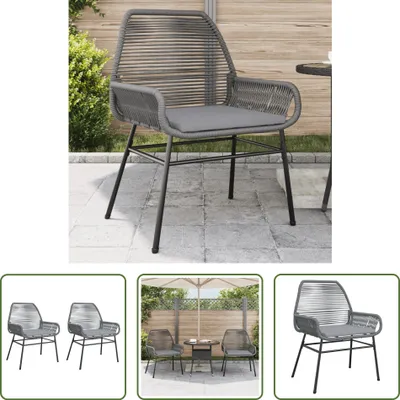Produktbild von The Living Store Gartenstühle 2 Stk. mit Kissen Grau Poly Rattan