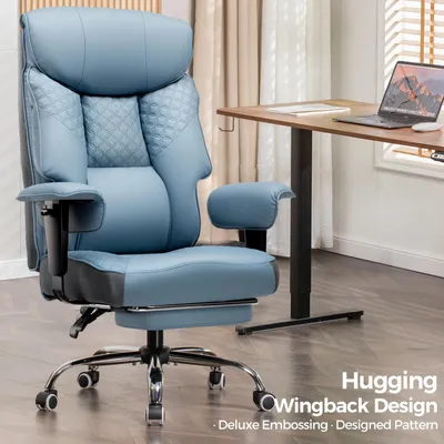 Zdjęcie produktu dla Fotel gamingowy – CH810 ergonomiczny fotel biurowy – nośność 180 kg – siedzisko 3D – regulowany podnóżek – regulacja wysokości – skóra – niebieski