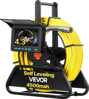 Obrázek produktu pro Kanalizační kamera, 50 m, samonivelační kamera pro inspekci odpadů s HD obrazovkou 1080p, vodotěsné hadicové kamery IP68 s osvětlením – 12 LED diod a 16GB karta pro kanalizační potrubí