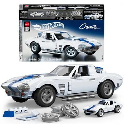 Immagine prodotto di Hot Wheels - Corvette Grand Sport Building Set - With 918 pieces - Mattel Brick Shop - JGR31