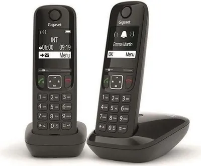 Produktbild von Gigaset AS690 Duo Schnurloses Telefon, Freisprecheinrichtung, 100 Kontakte, 14h Gesprächszeit, Schwarz