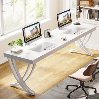 Produktbild von 2-Personen-Schreibtisch, 200 cm extra langer Computertisch, großer Doppelschreibtisch für das Homeoffice, Arbeitsplatz für zwei Personen