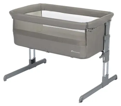 Produktbild von Bebeconfort Beistellbett Calidoo, höhenverstellbares Babybett, gemütlich und weich gepolstert, nutzbar ab der Geburt bis max. 9 kg, Tinted Grey