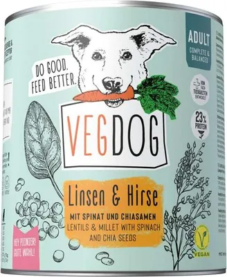 Produktbild von VEGDOG 370095, Adult, Linse, Hirse, 800 g, Ohne Soja