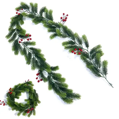 Immagine prodotto di Ghirlanda natalizia con bacche e pigne, 180 cm, decorazione artificiale
