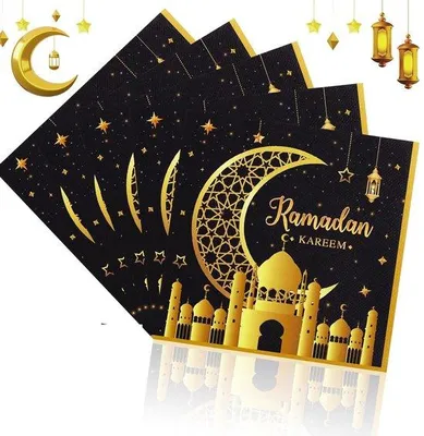 Produktbild von Famanu Servietten Ramadan Kareem - 100 Stück, 33 x 33 cm, festliche Tischdekoration