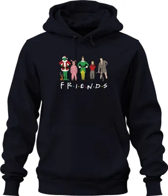 Obrázok produktu pre Friends Christmas Movies Cartoon - Christmas Xmas Uni mikina s kapucňou, Navy, S