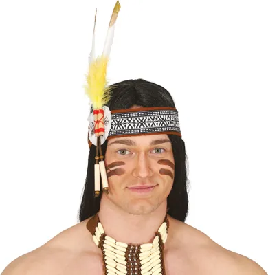 Produktbild von Indischer Kopfschmuck Karneval Fasching Boho Stirnband Federaccessoire Ethnisches Kostüm Zubehören Traditionelle Kopfbedeckung Uni Haarband Themenfest, Farbe: Mehrfarbig