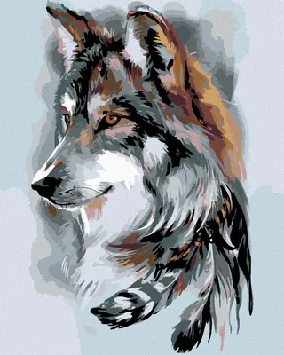 Produktbild von Diamondi - Diamond painting - WOLF UND FEDERCHEN, 40X50 cm, mit Keilrahmen (bereits gespannt)